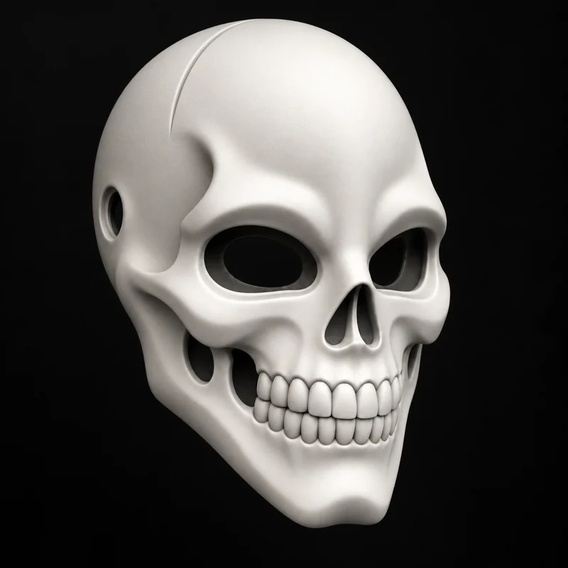 Calavera en blanco, vista tres cuartos